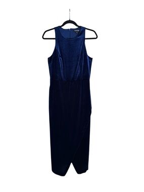 YUMI KIM Navy Velvet Late Night Cocktail Dress – Sleeveless Midi Evening Dress M